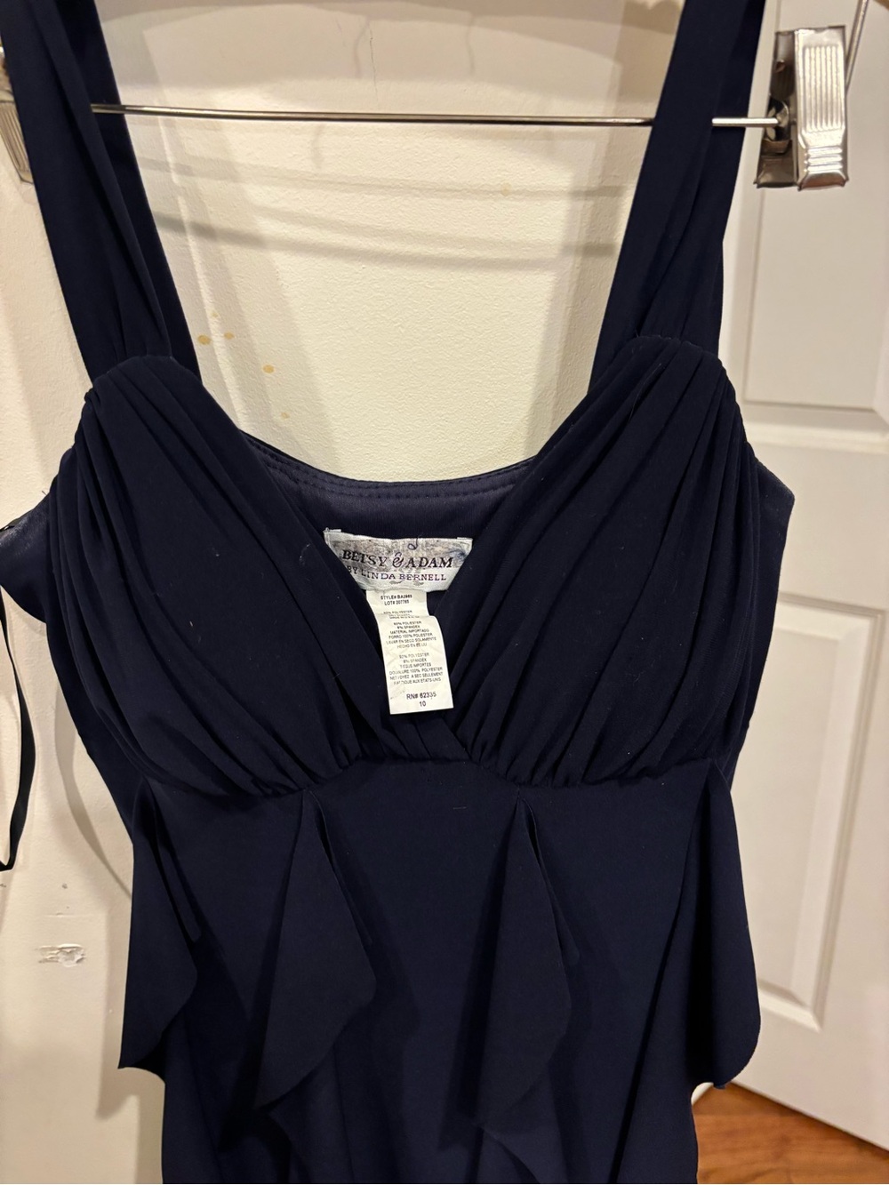 Women’s Navy Ruffle V-Neck Dress Betsy and Adam - Picture 4 of 8